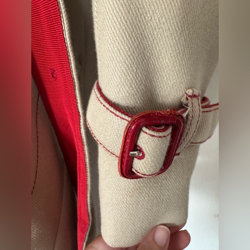 Moschino Tan Trench Coat with Red Accents - Picture 4 of 11